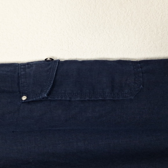 INC International Concepts Navy Blue Lagenlook 100% Linen Utility Cargo Pants 10 - Picture 6 of 15
